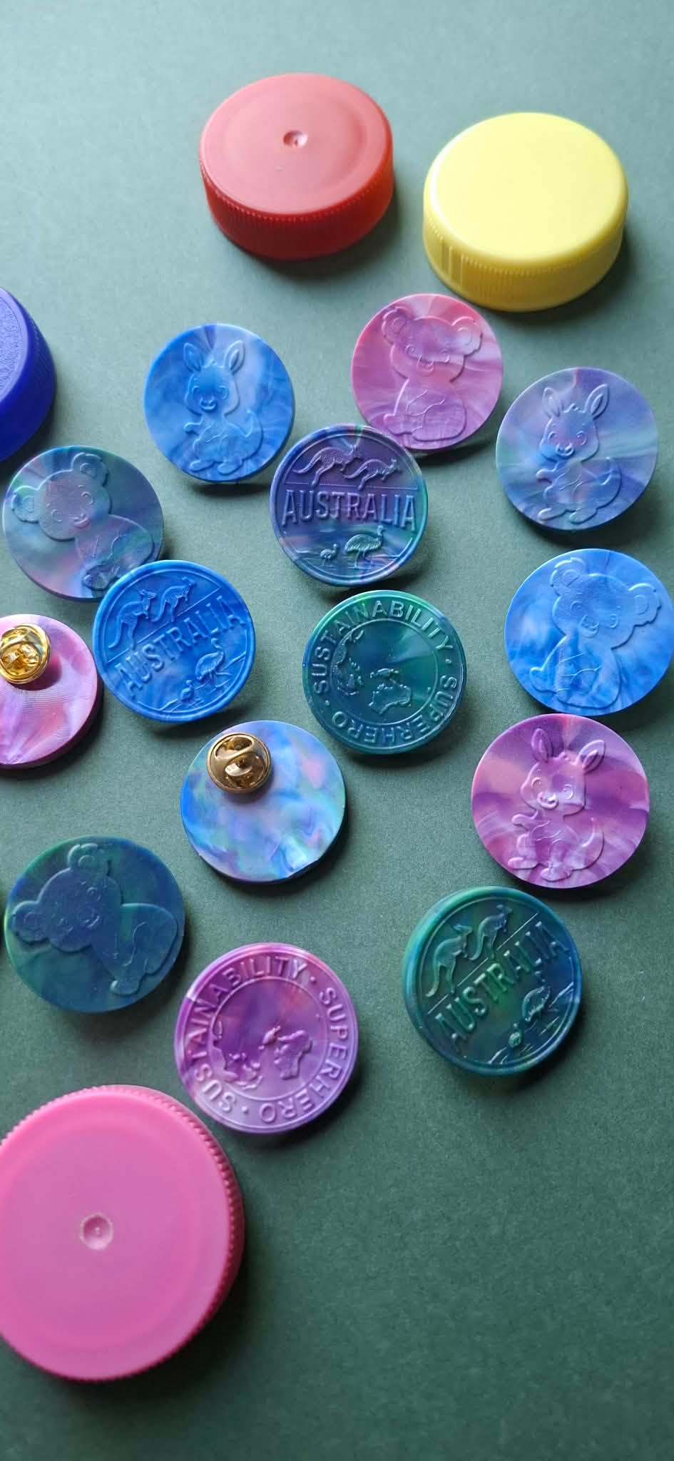 Lapel Pins – Made From 100% Recycled Milk Lids ♻️